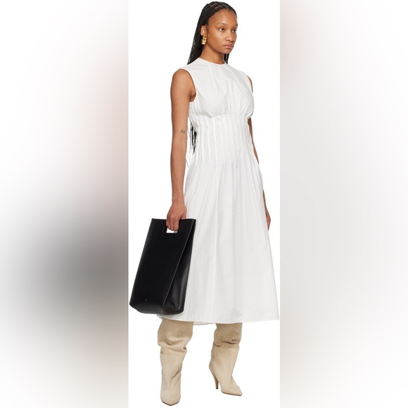 KHAITE Wes pleated cotton poplin maxi dress in White - Picture 10 of 11